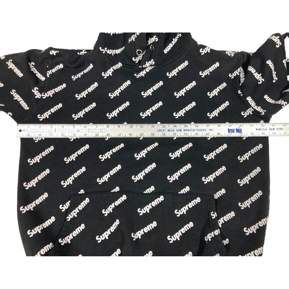 Supreme All Over Print Logo Hoodie Pullover Sweatshirt Youth Large Black Fair - Picture 11 of 12